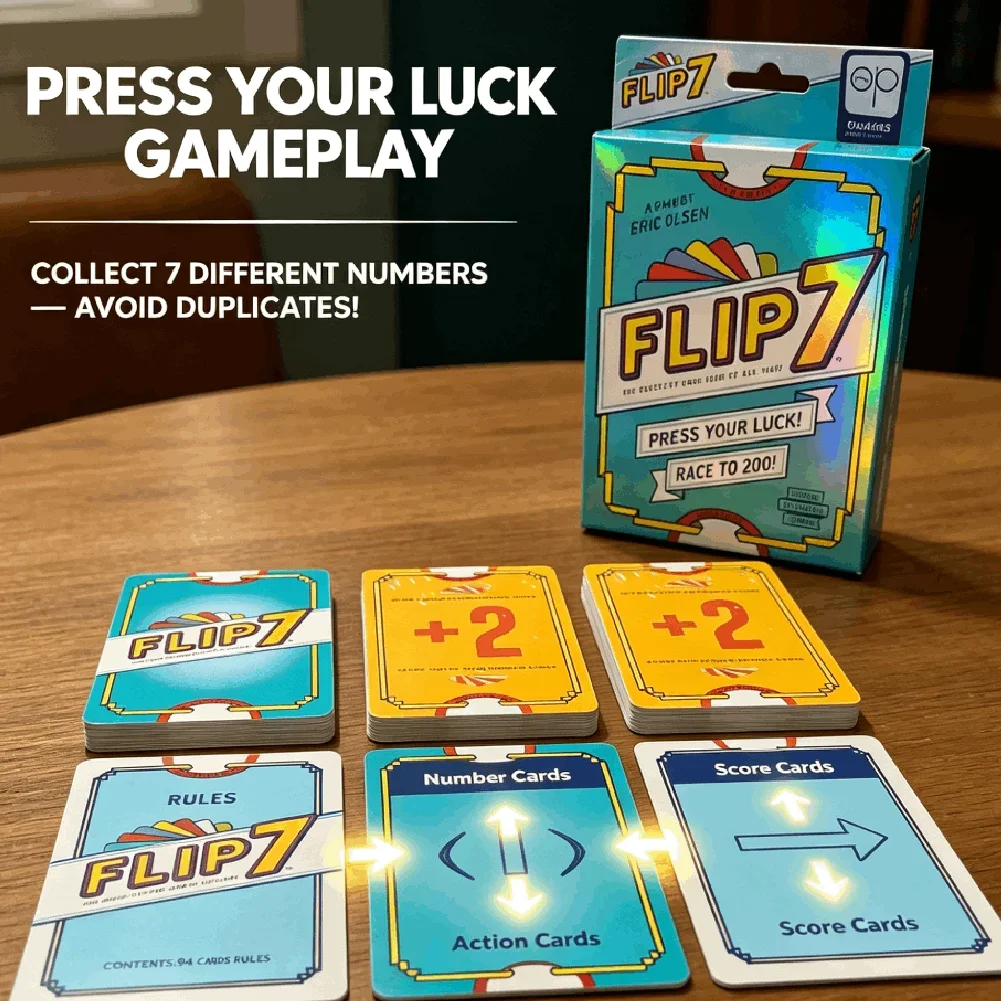Strategy Board Game - Flip 7, Permainan Kartu Bertema Keberuntungan,